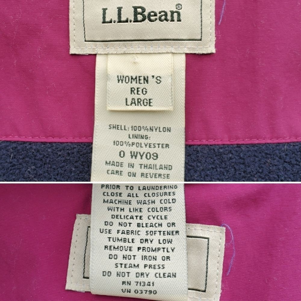 L.L.Bean Raspberry Pink Fleece Lined Full Zip Winter Fall Vest Woman's Large Reg - Picture 4 of 5